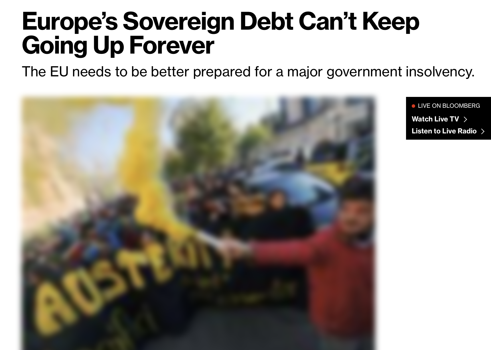 Bloomberg передрік швидке банкрутство Європи: борги не можуть рости вічно