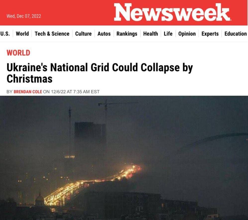 Енергетична інфраструктура України може повністю вийти з ладу до кінця 2022 року – Newsweek