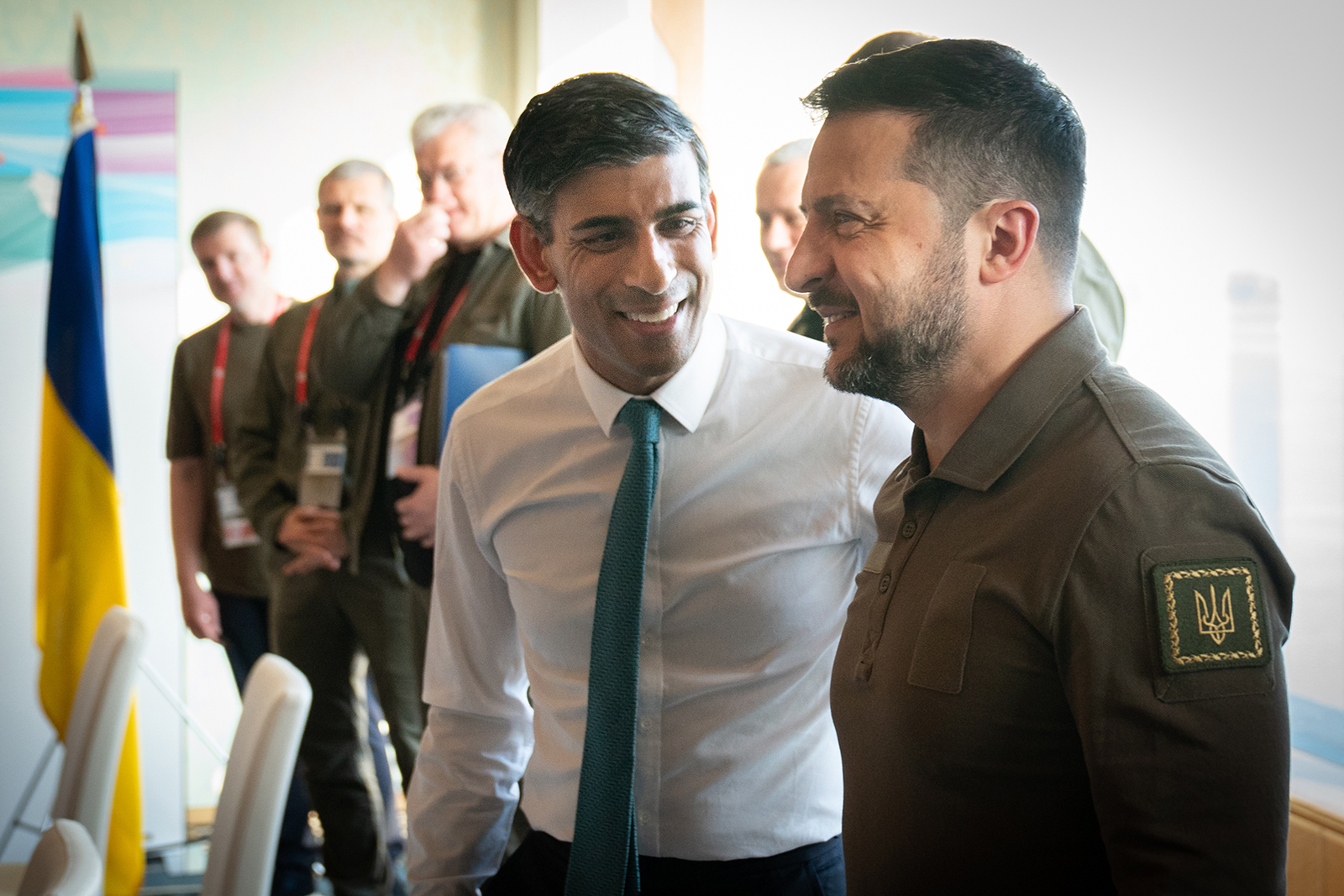 HIROSHIMA, JAPAN - MAY 20: British Prime Minister Rishi Sunak meets Ukraine President, Volodymyr Zelenskyy during the G7 Summit at the Grand Prince Hotel on May 20, 2023 in Hiroshima, Japan. (Photo by Stefan Rousseau - WPA Pool/Getty Images)

British Prime Minister Rishi Sunak meets with Ukrainian President Volodymyr Zelensky during the G7 Summit in Hiroshima, Japan, on May 20. Stefan Rousseau/WPA Pool/Getty Images