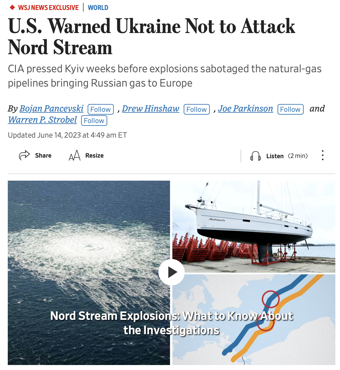 США звинуватили Україну у підриві “Північних потоків” – WSJ