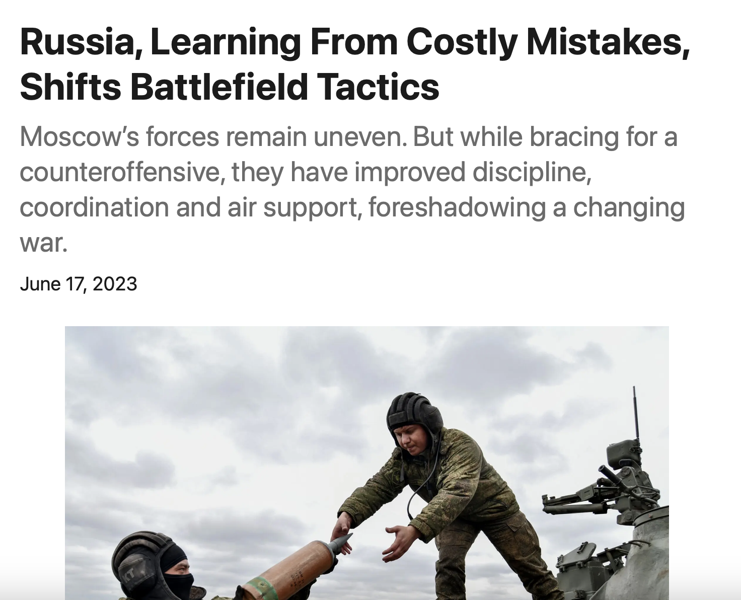 Росія вчиться на помилках і змінює тактику на полі бою – NYT
