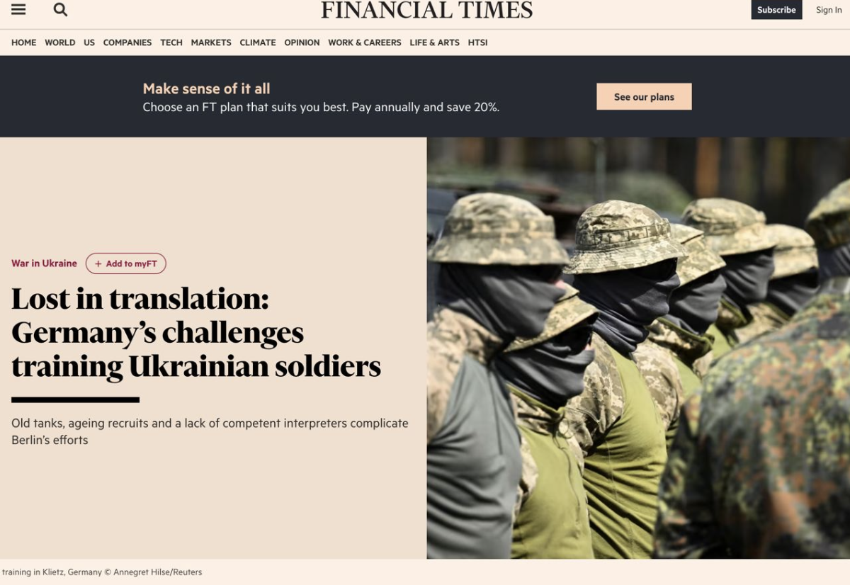 Financial Times пише про розчарування з приводу зброї, яку Україні постачають західні країни