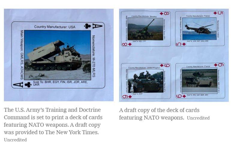 Пентагон випустив колоду карт для ЗСУ із зображеннями озброєнь НАТО