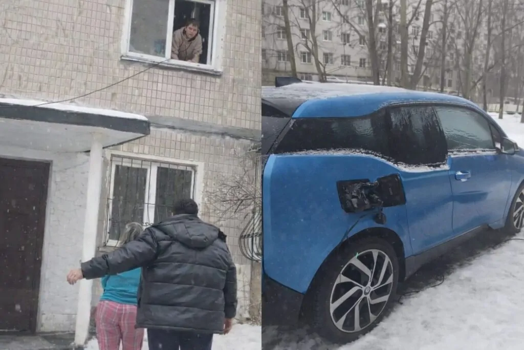У Києві на Русанівці спалахнув конфлікт через зарядку електромобіля під час тривалого блекауту
